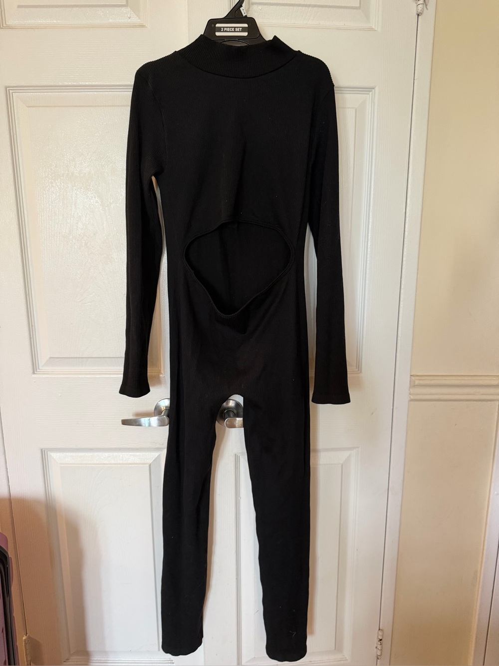 Forever 21 Black Ribbed Cutout Jumpsuit